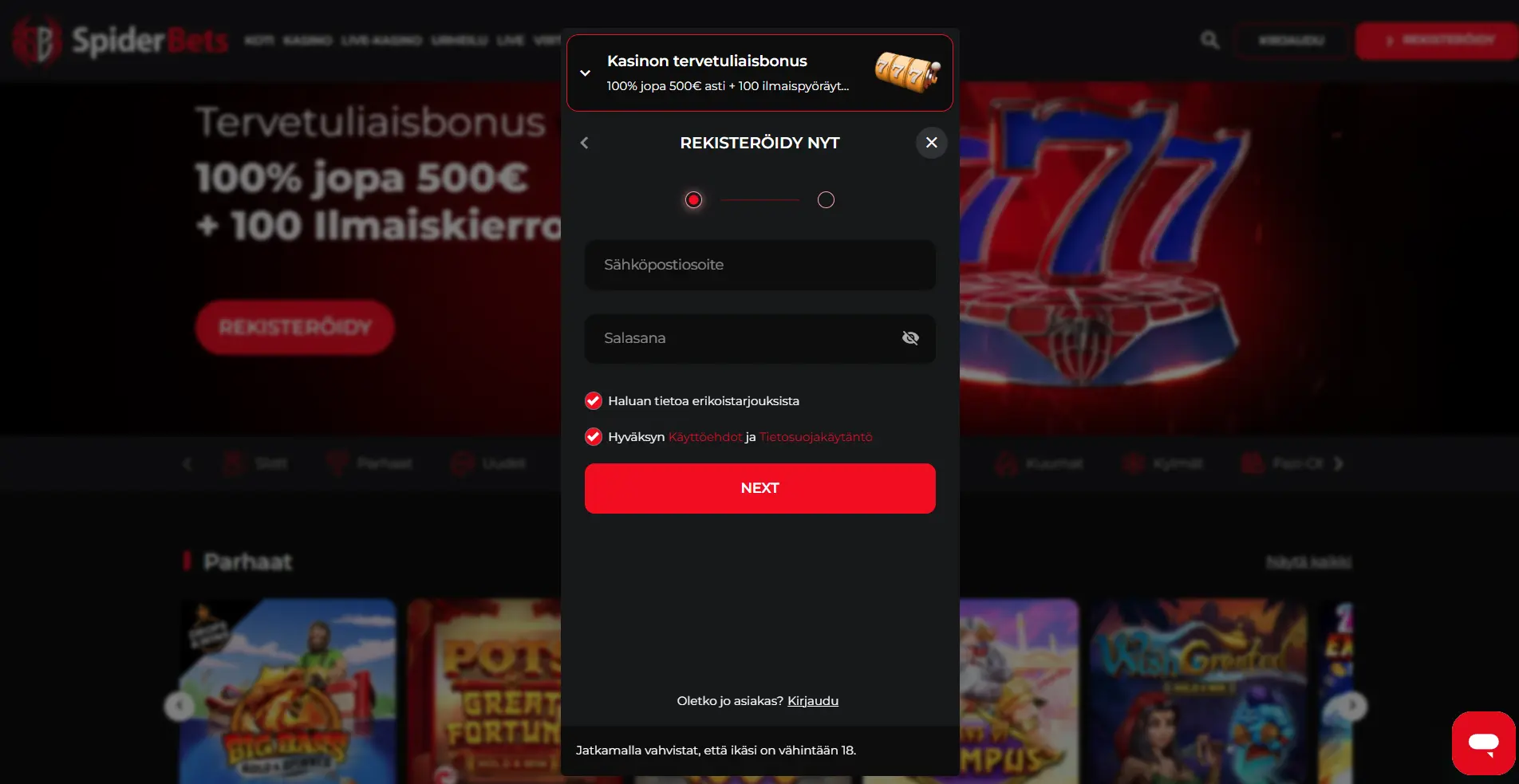 Pelaamisen aloitus suomalaisella uudella kasinolla